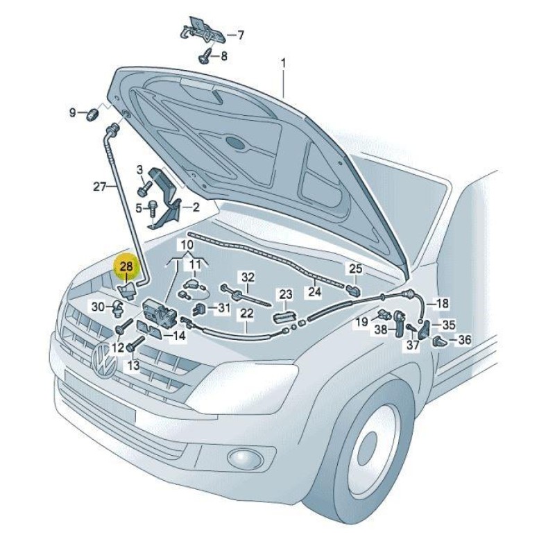 VW Amarok 2010-2022 Motor Kaput Demiri Alt Lastiği Yuvası 2H0805734A-bisra