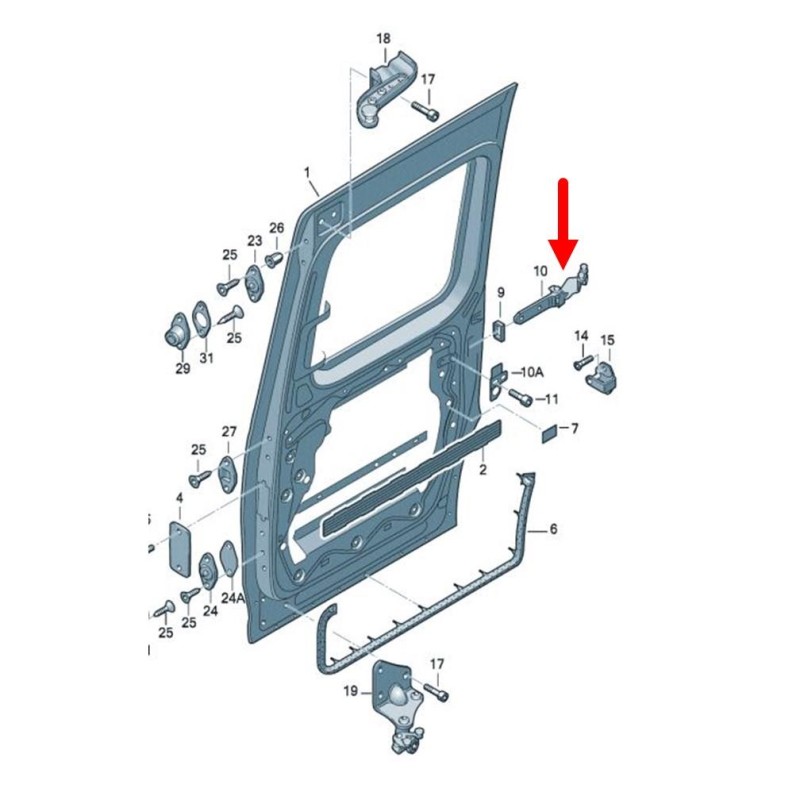 VW Caddy 04-10 Sağ Arka Sürgülü Kapı Orta Kolu Mekanizması 2K0843336A-bisra