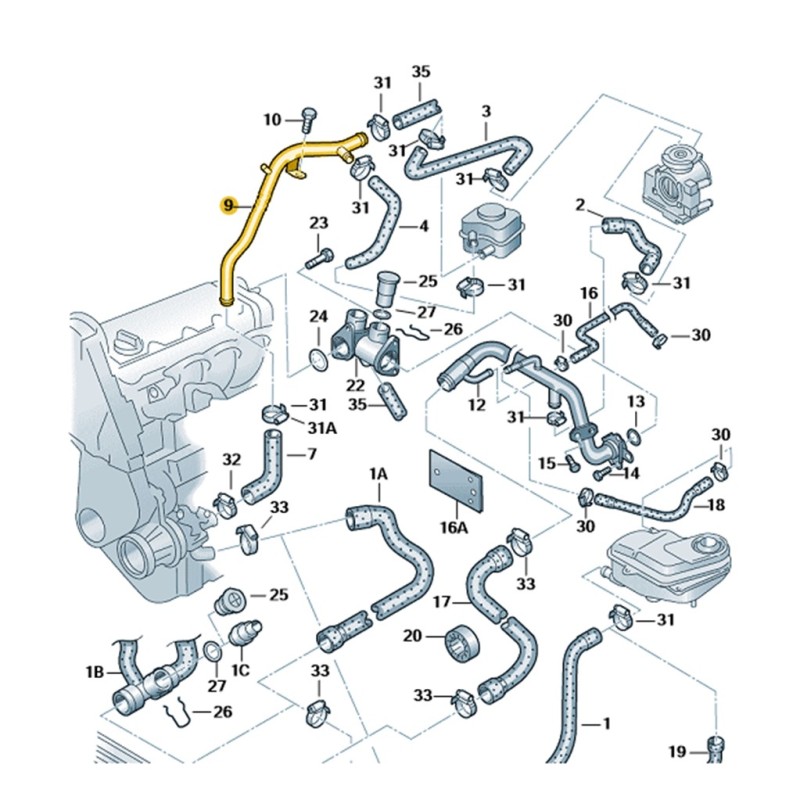 VW Passat B5 1997-2000 1.8 Devirdaim Geri Çalışma Su Borusu 058121065F