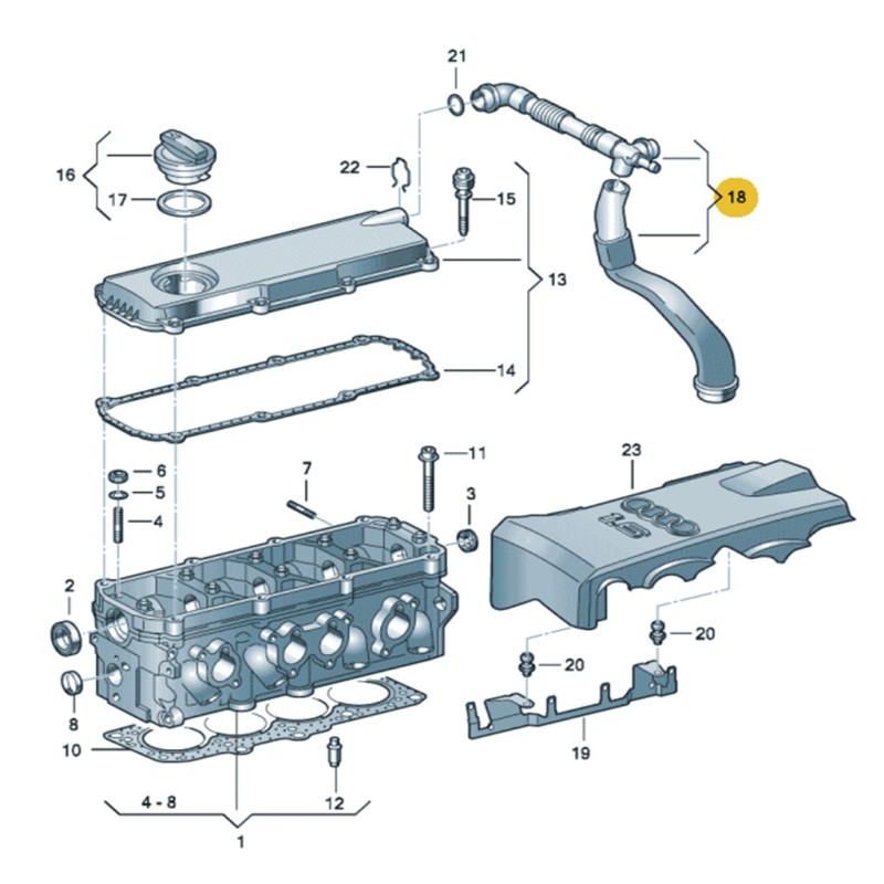 VW Passat B5.5 2001-2002 1.6 ALZ Üst Kapak Hava Alma Borusu 06B103217F-bisra