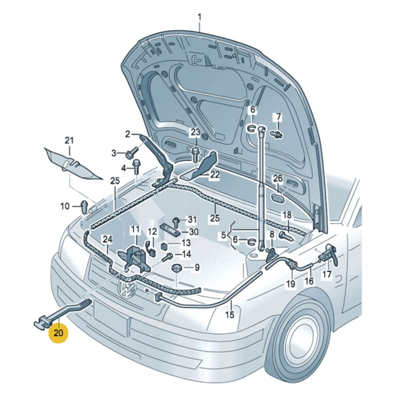 VW Passat B5.5 2001-2005 Motor Kaput Açma Emniyet Mandalı 3B0823593D-bisra