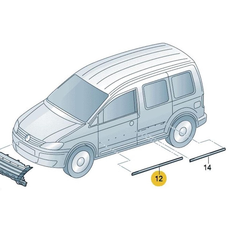 VW Caddy 2004-2010 Sağ Ön Kapı Çıtası Siyah Plastik 2K0853516E-bisra