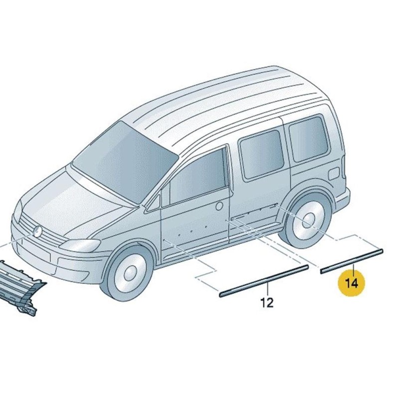 VW Caddy 2011-2015 Sol Arka Kapı Çıtası Siyah Plastik 2K0853535E-bisra